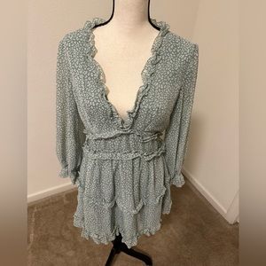 Sage Green Ruffle Skater Dress